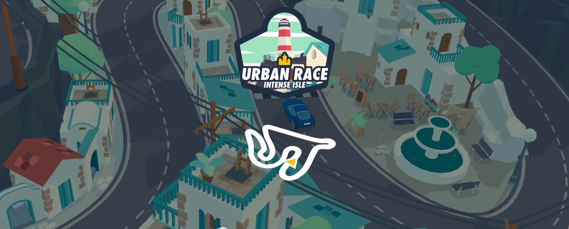 A screenshot from the SpotRacers Urban Race track Intense Isle