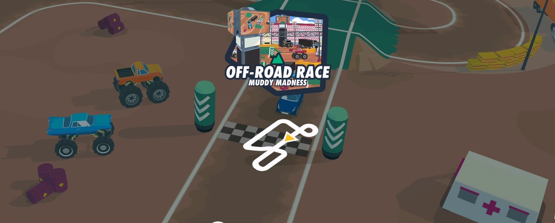 A screenshot from the SpotRacers Off Road Race track Muddy Madness