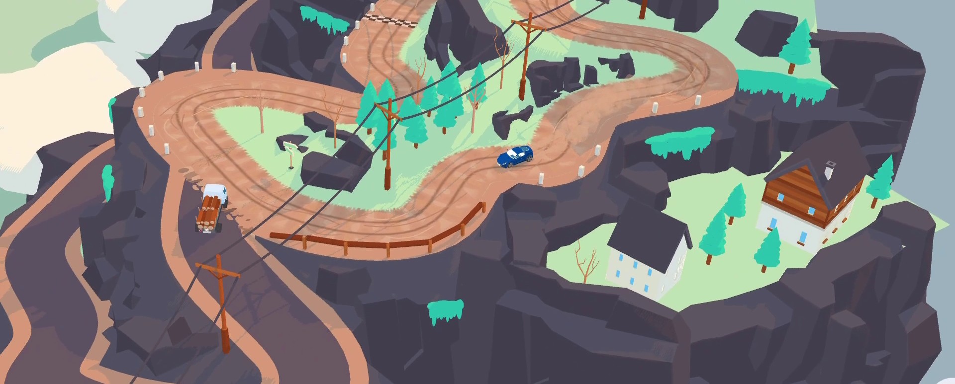 A screenshot from the SpotRacers Off Road Race track Narrow Mountains