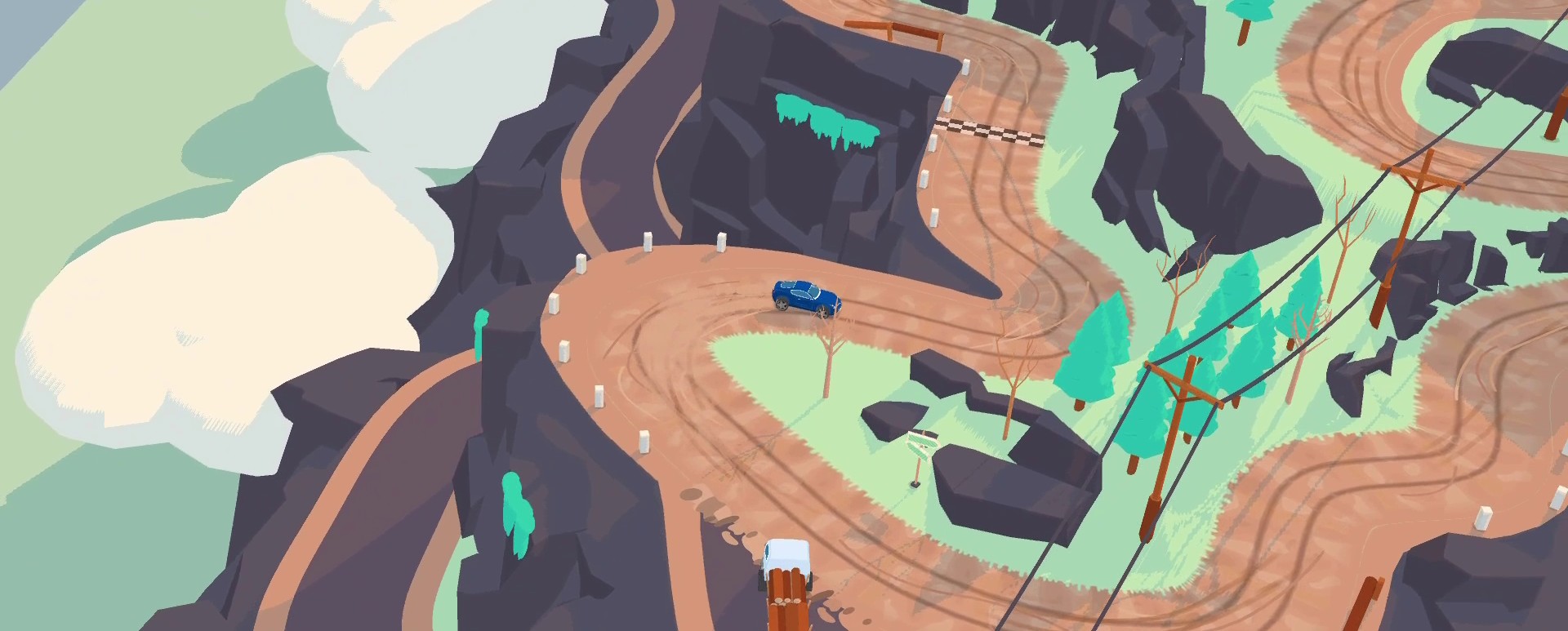 A screenshot from the SpotRacers Off Road Race track Narrow Mountains