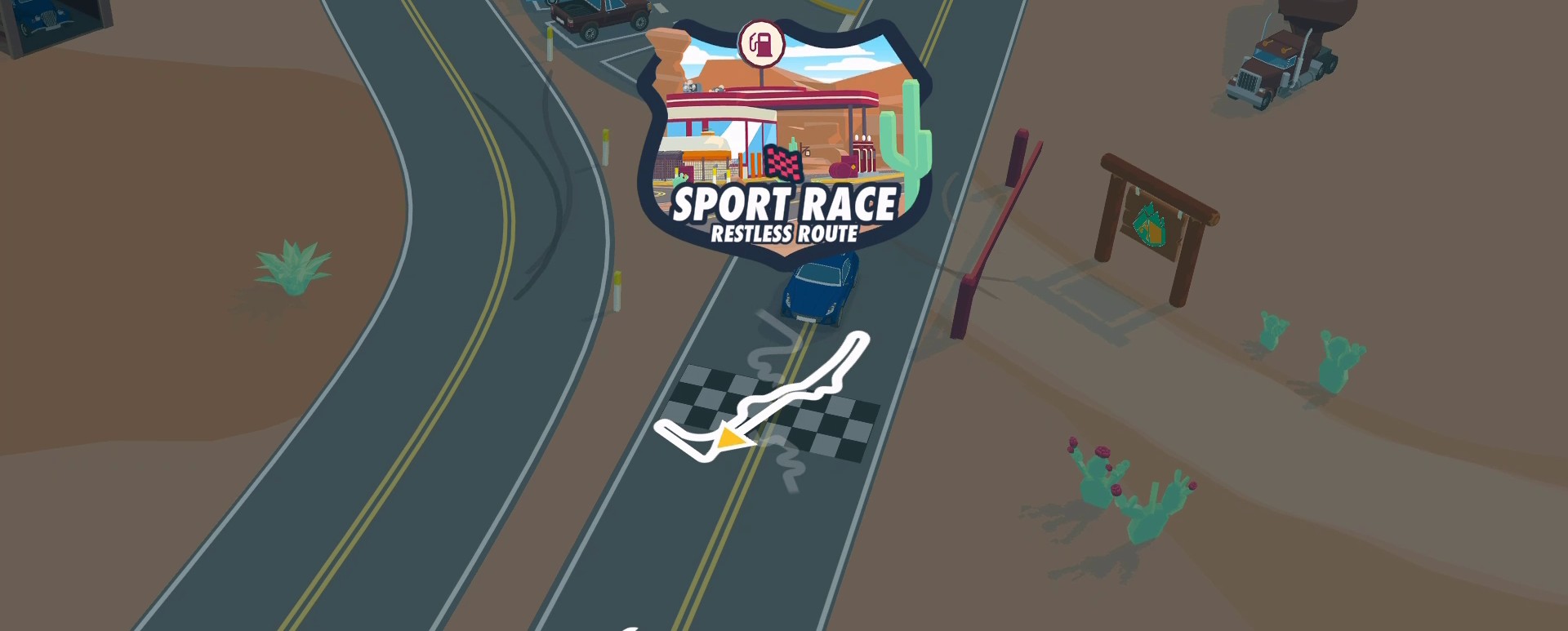 A screenshot from the SpotRacers Sport Race track Restless Route