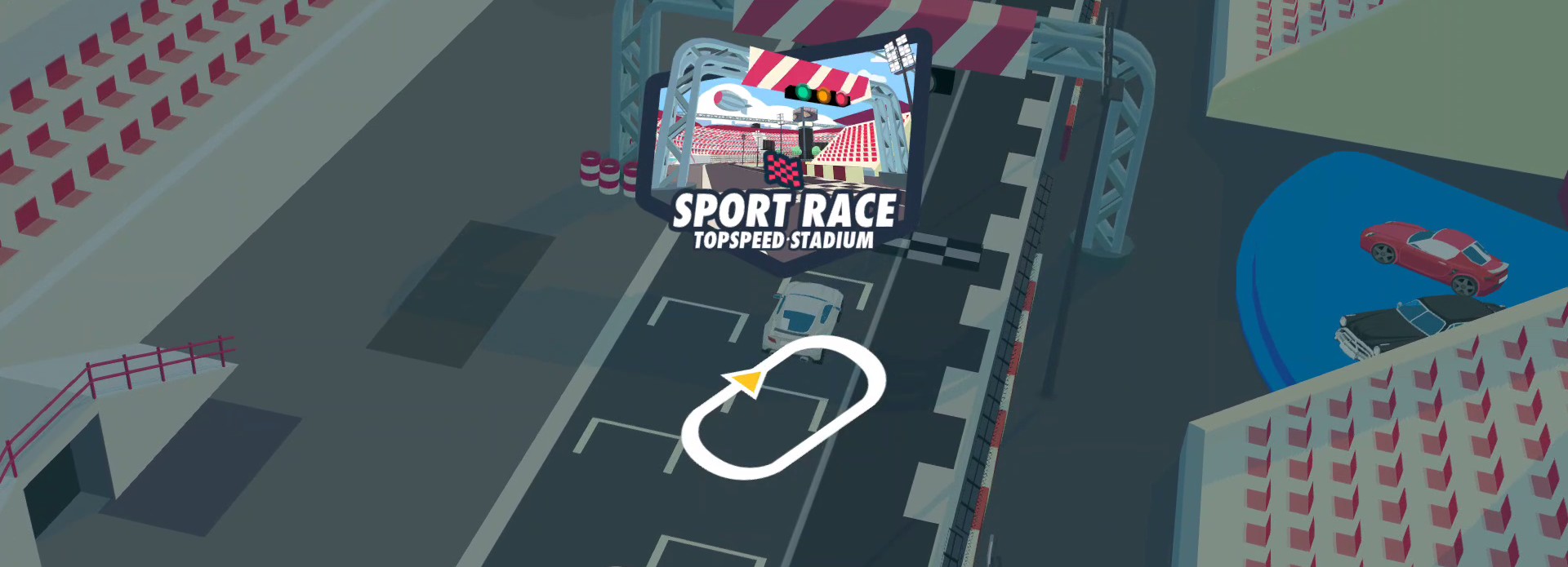 A screenshot from the SpotRacers Sport Race track Topspeed Stadium