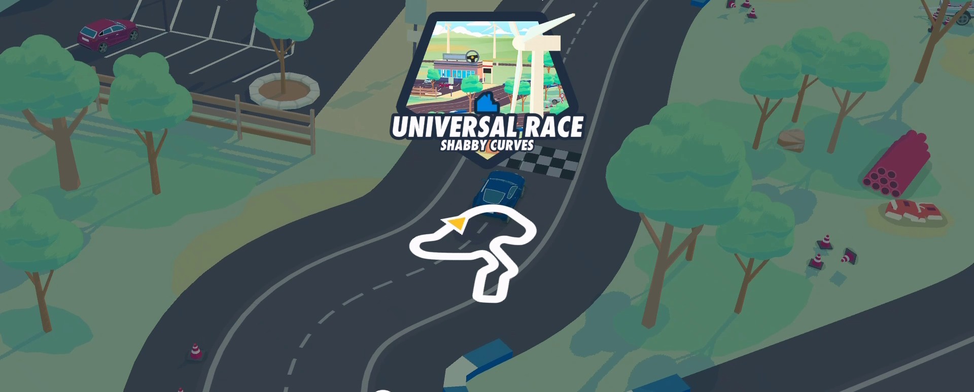 A screenshot from the SpotRacers Universal Race track Shabby Curves