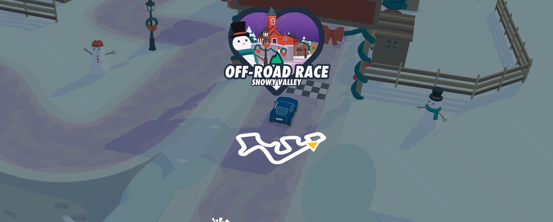 A screenshot from the SpotRacers Off Road Race track Snowy Valley