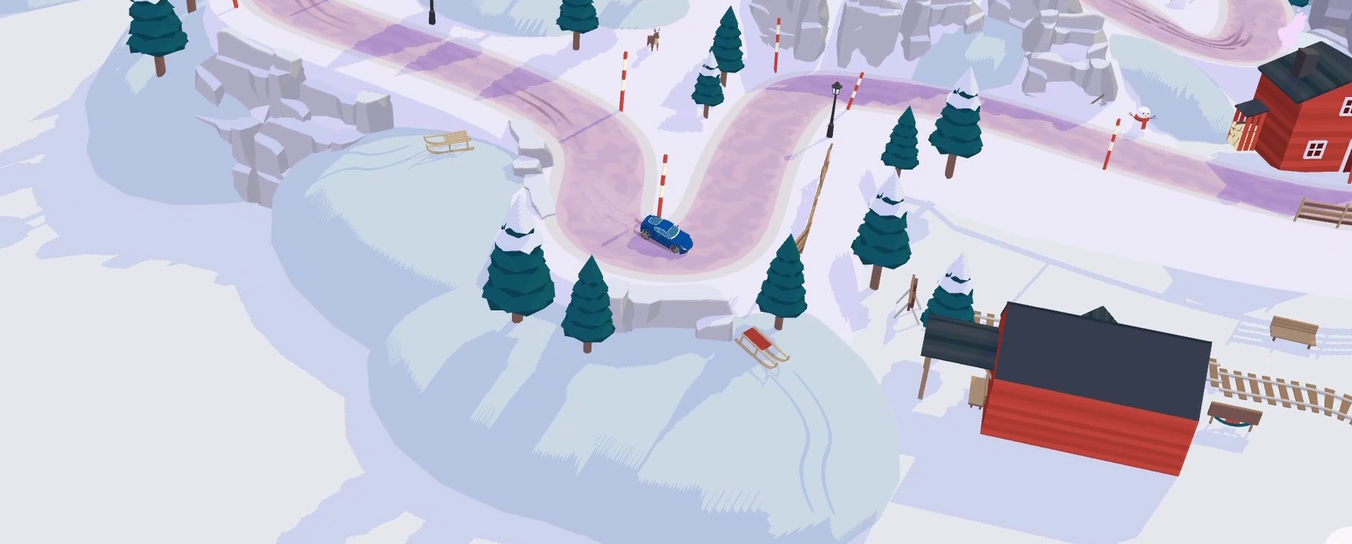 A screenshot from the SpotRacers Off Road Race track Snowy Valley