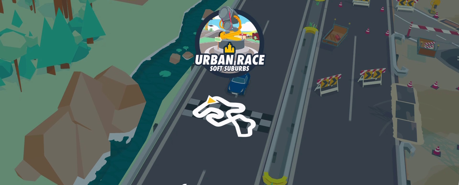 A screenshot from the SpotRacers Urban Race track Soft Suburbs