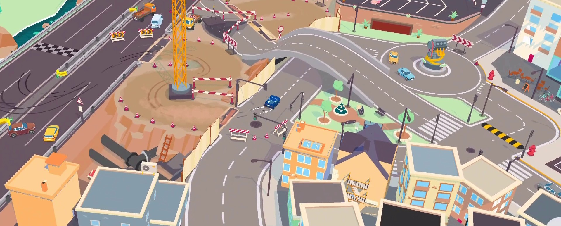 A screenshot from the SpotRacers Urban Race track Soft Suburbs