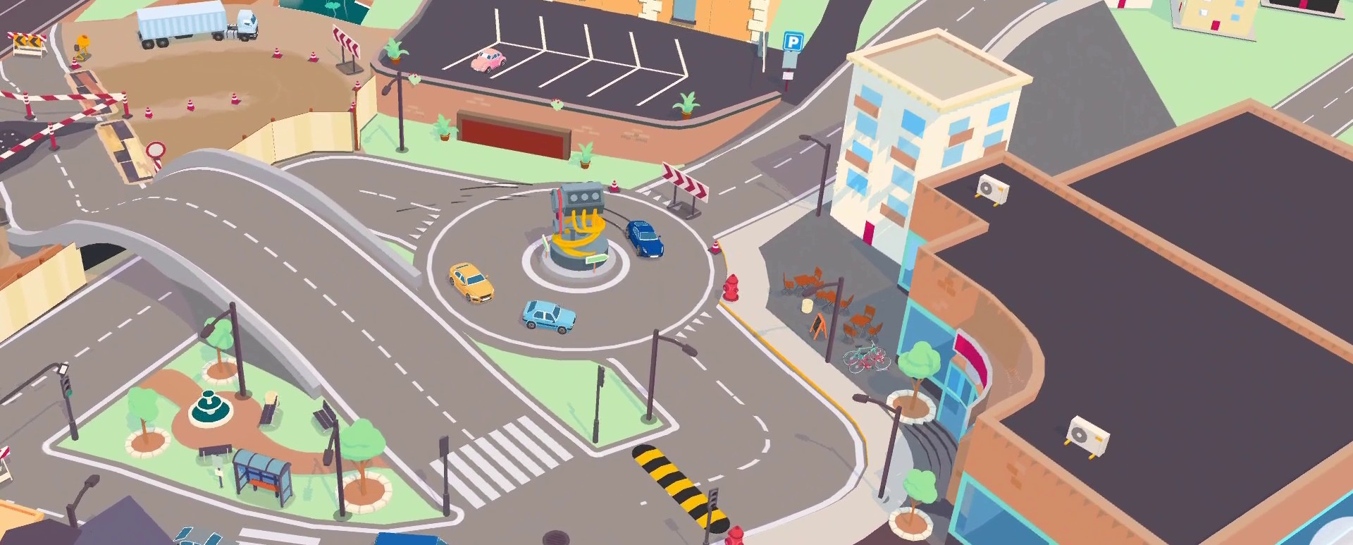 A screenshot from the SpotRacers Urban Race track Soft Suburbs