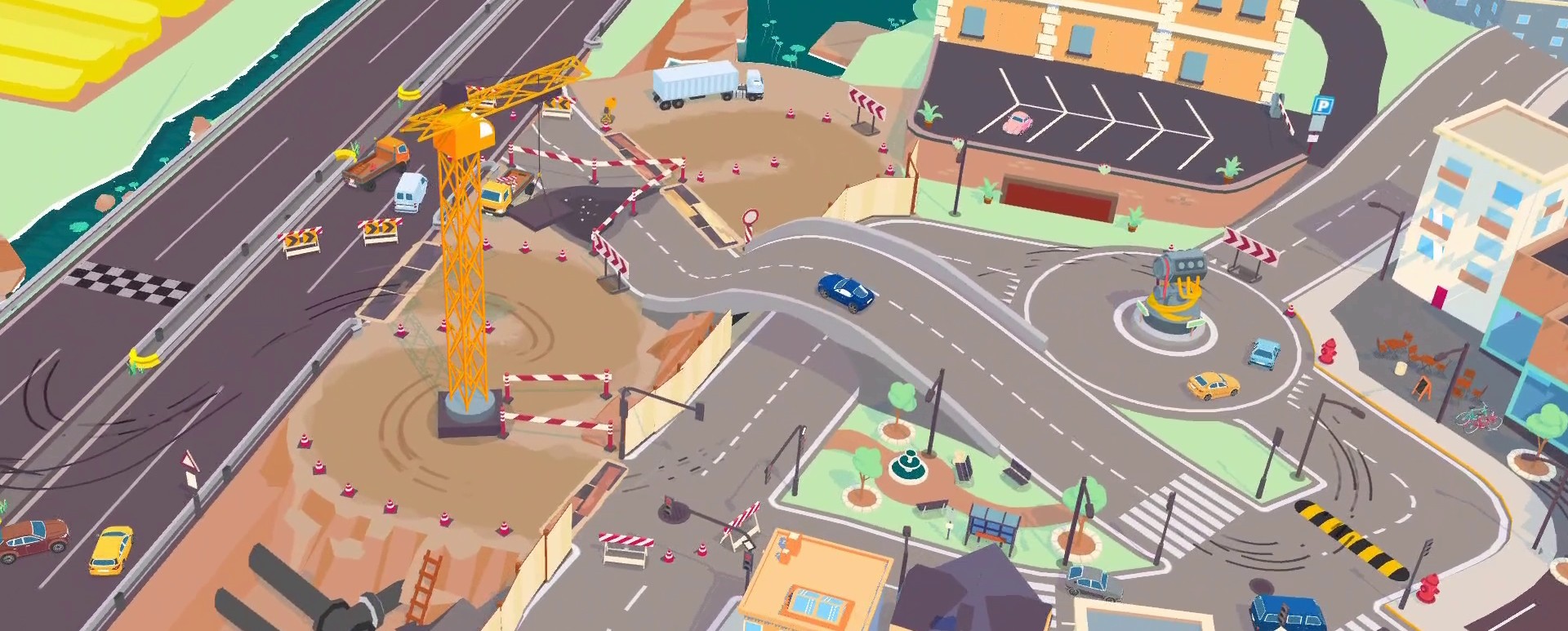 A screenshot from the SpotRacers Urban Race track Soft Suburbs